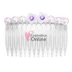 Pieptene din plastic BT008HH Transparent cu perle pentru par 